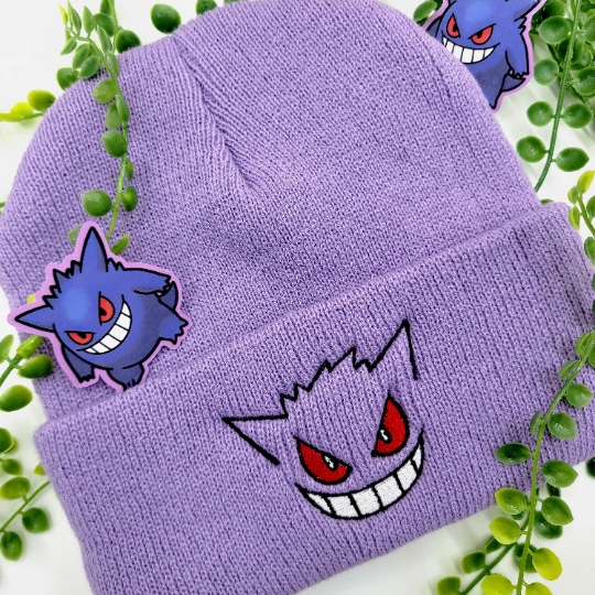 Embroidered Poke Beanie - Gengar, Psyduck, Slowpoke, Snorlax, Cute, Retro, Gen1