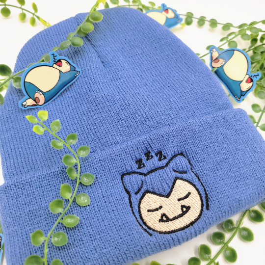 Embroidered Poke Beanie - Gengar, Psyduck, Slowpoke, Snorlax, Cute, Retro, Gen1