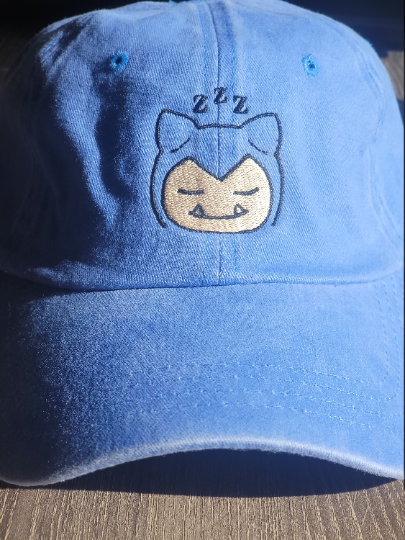 Embroidered Sleepy Snorlax Cap, Cute, Gen1