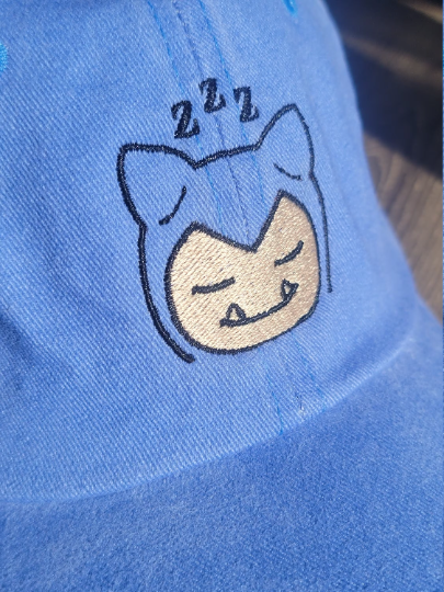 Embroidered Sleepy Snorlax Cap, Cute, Gen1