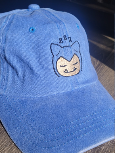 Embroidered Sleepy Snorlax Cap, Cute, Gen1